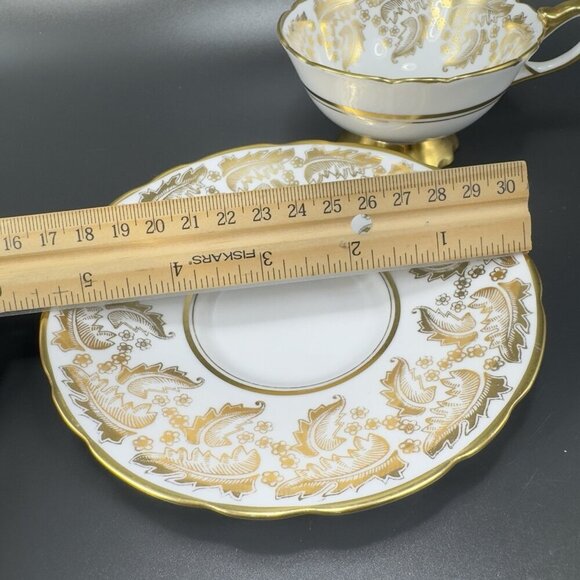 Royal Stafford Fine Porcelain China Teacup And Saucer England Heavy Gold Pattern - Picture 3 of 16